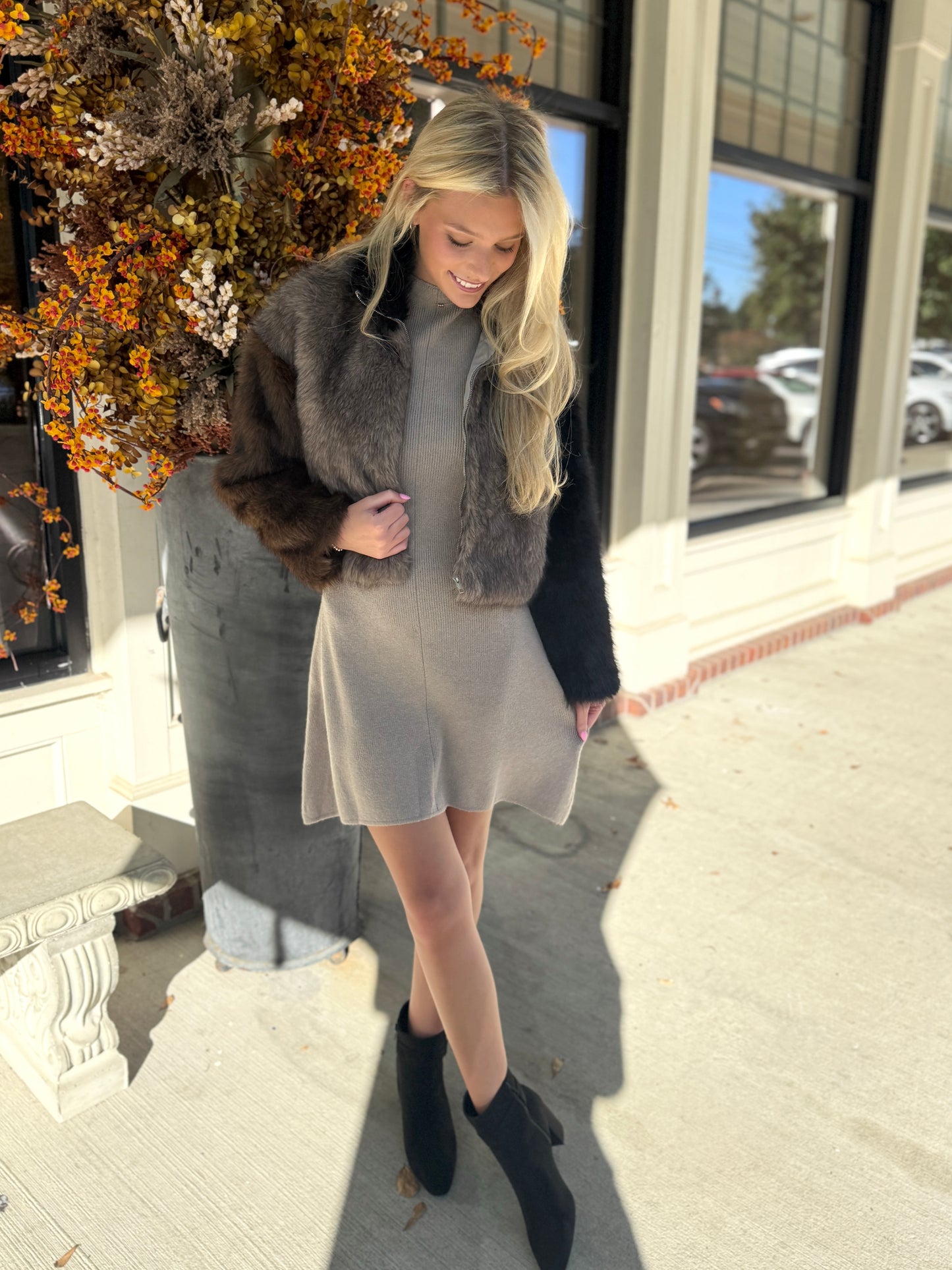 Taupe Skater Mini Dress