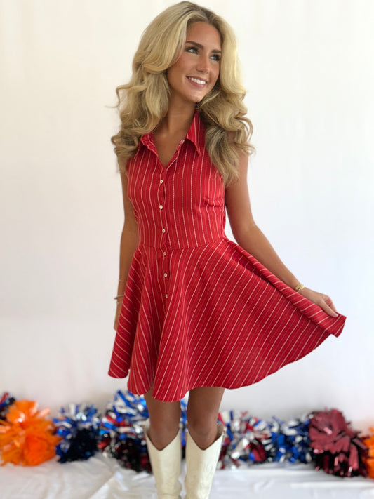 Red Striped Shirt Dress