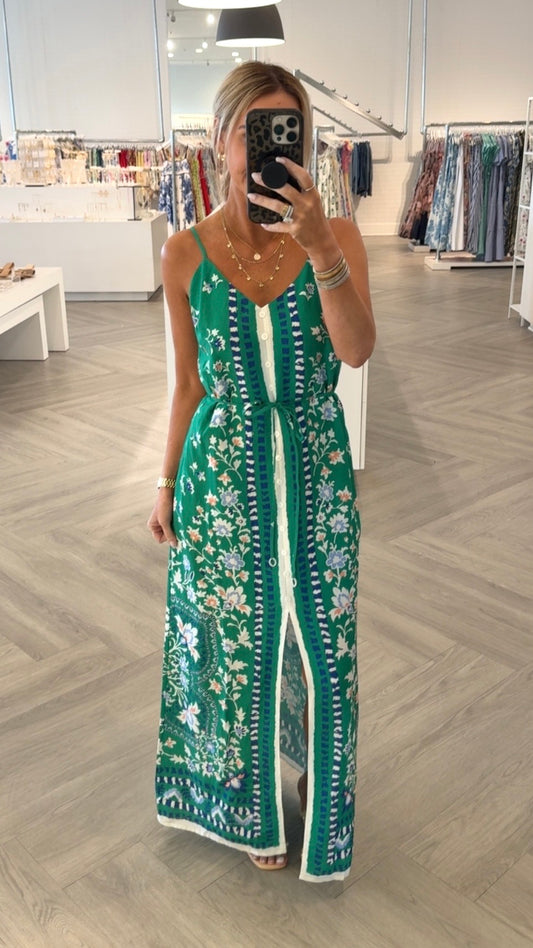 Green Navy Paisley Dress