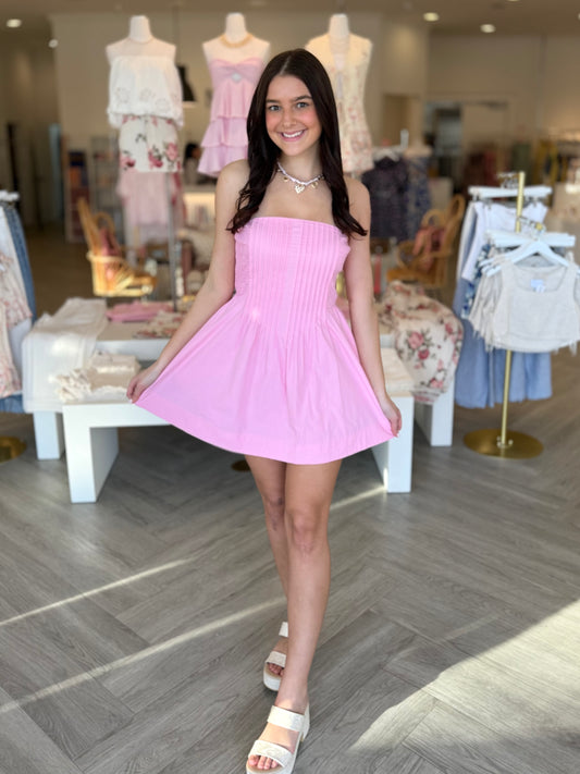 Bubble Gum Pink Smocked Mini
