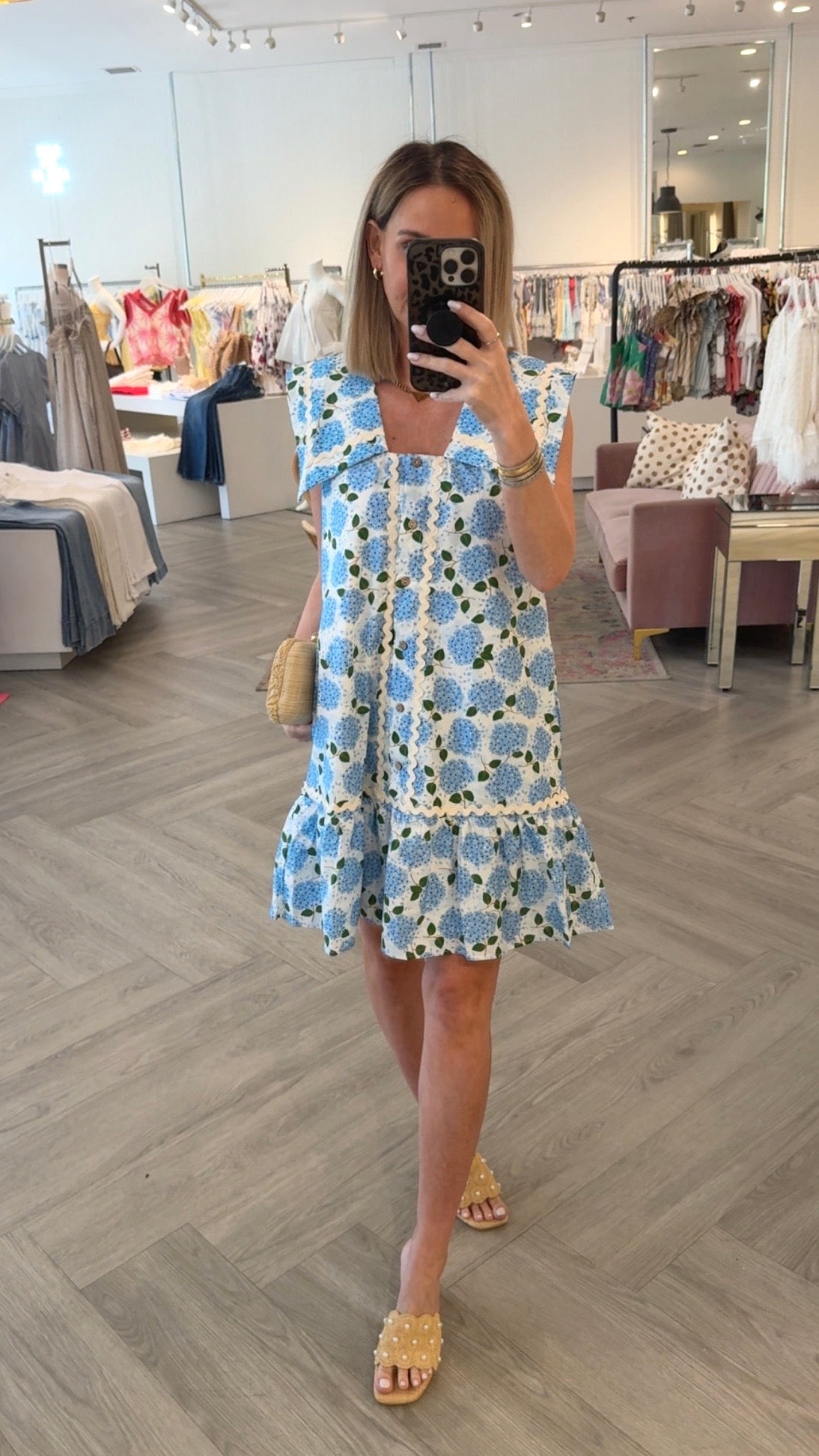 Light Blue Flower Print Dress
