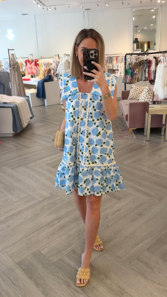 Light Blue Flower Print Dress