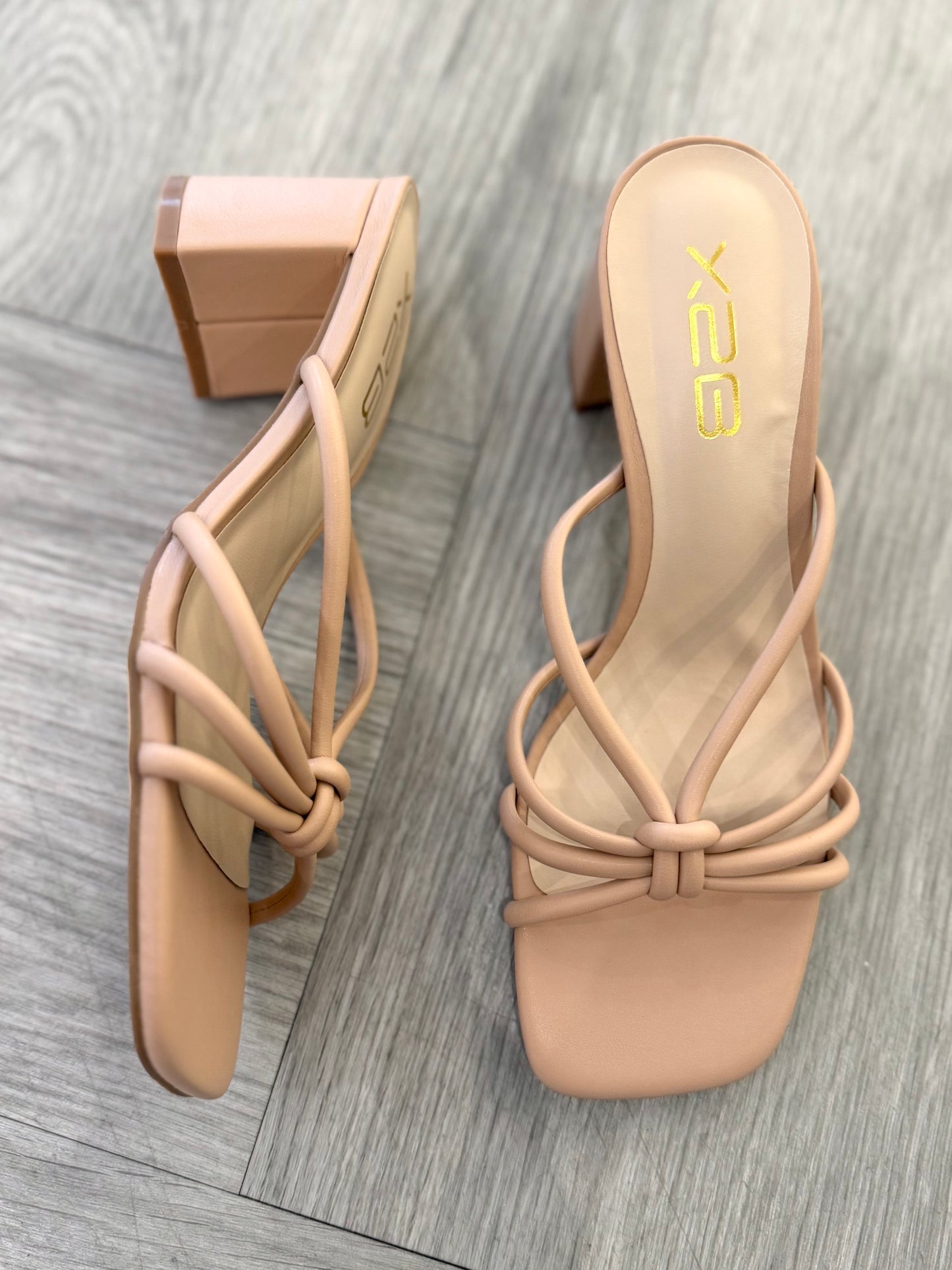Nude Strapy Block Heel