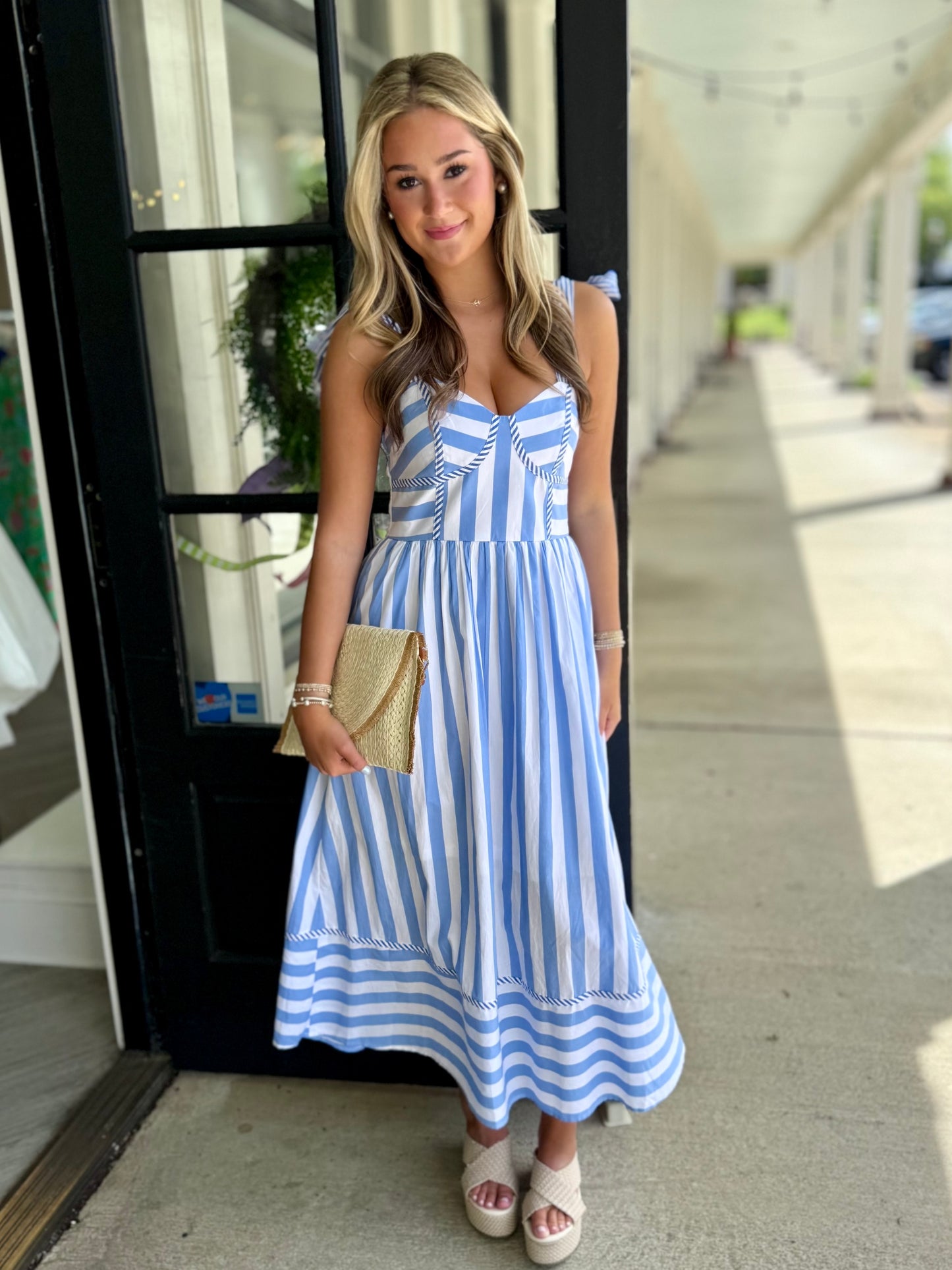 Corset Striped Midi