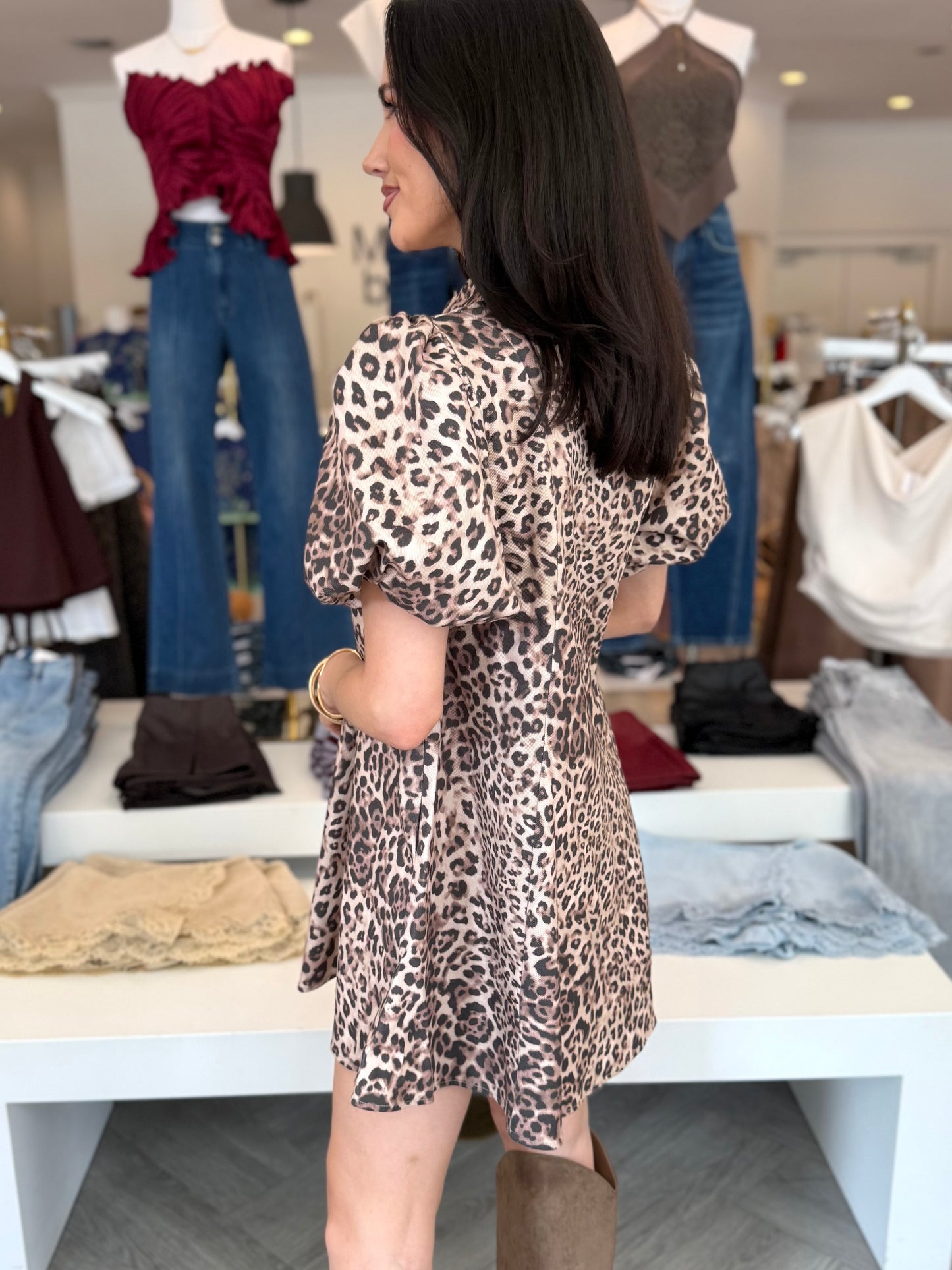Harper Leopard Puff Sleeve Mini