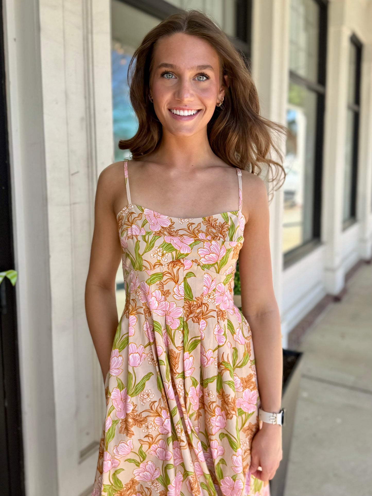 Beige Multi Bloom Meadow Midi