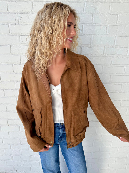 Camel Suede Cargo Jacket