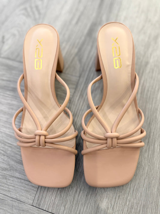 Nude Strapy Block Heel