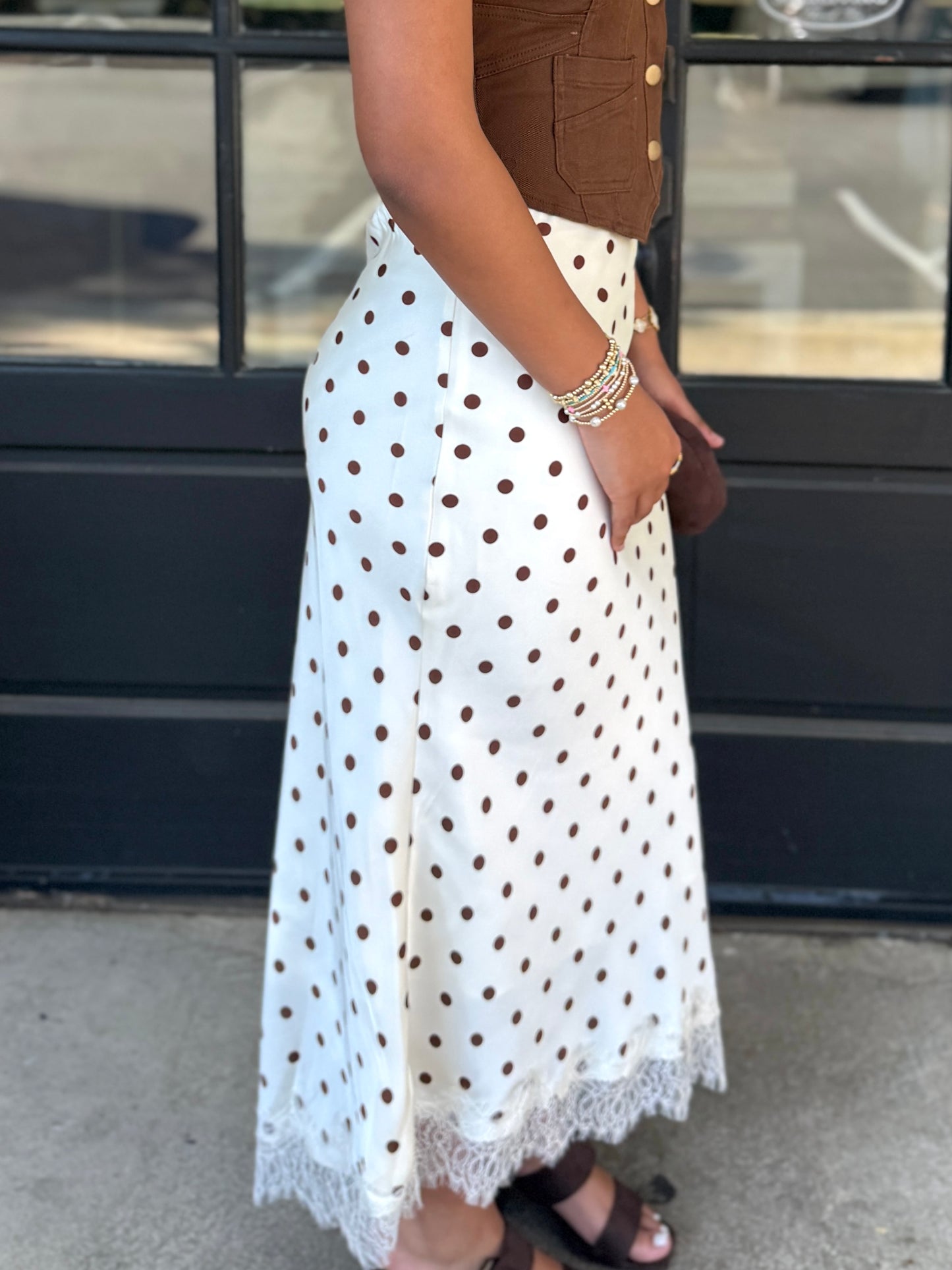 Champagne Polka Dot Lace Skirt