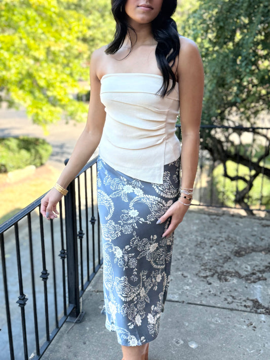 Midnight Blue Paisley Midi Skirt