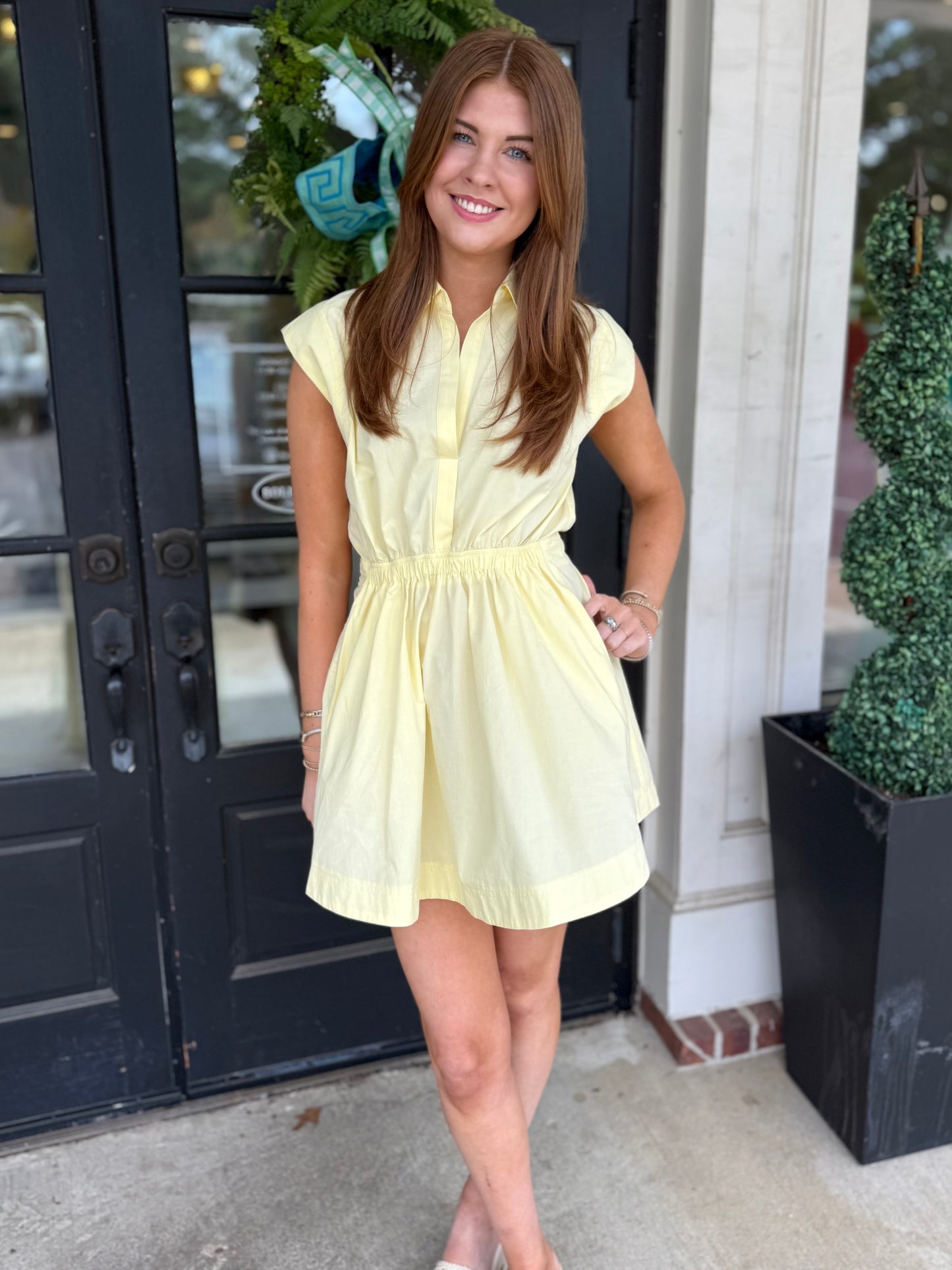 Pale Yellow Collared Mini