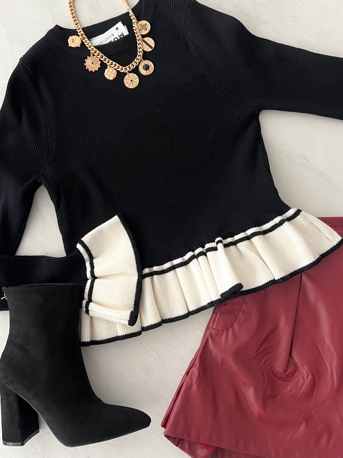 Black Ruffle Sleeve Detail