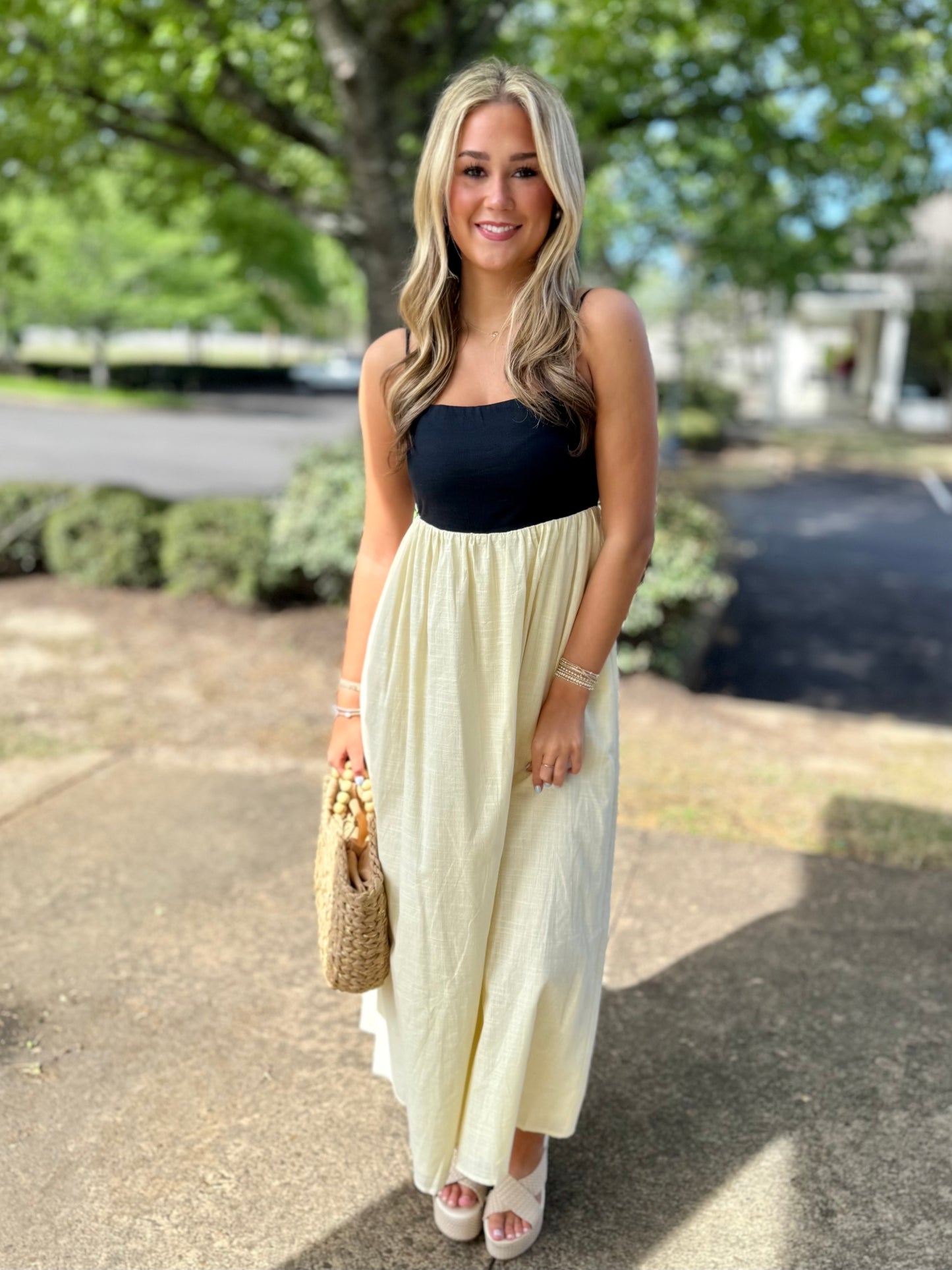 Cream/Black Color Block Maxi