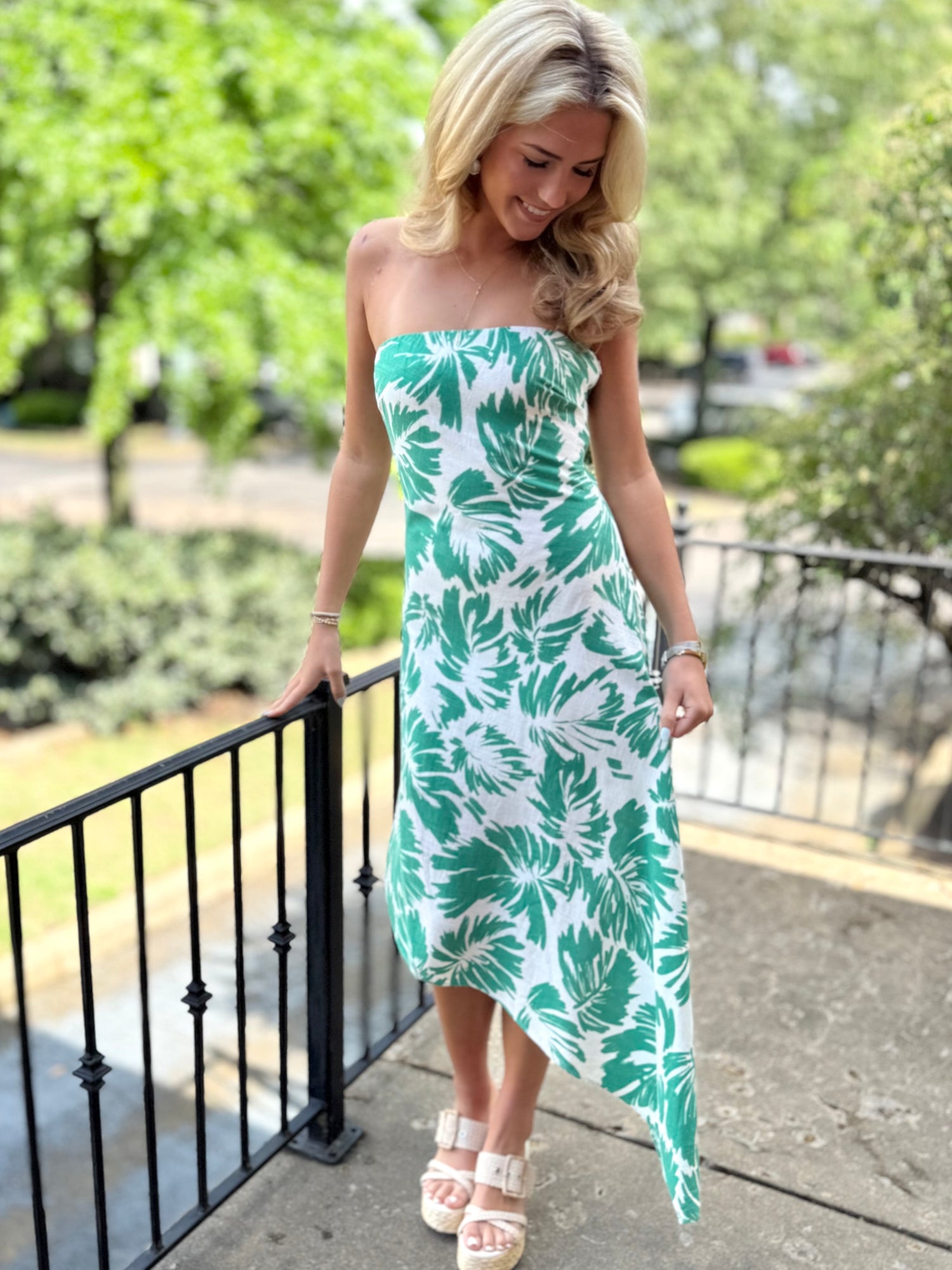 White/Green Palm Maxi