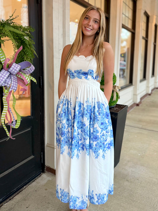 Blue Rose Back Strap Maxi