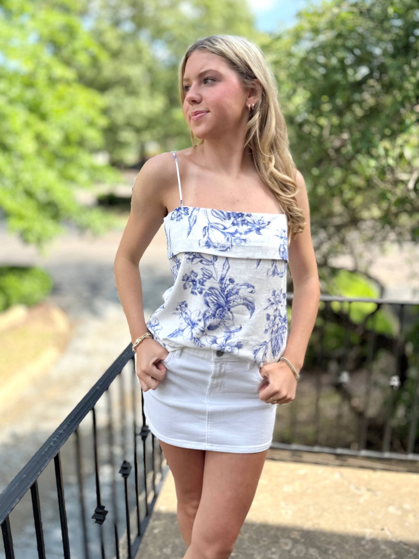White/Blue Orchid Top