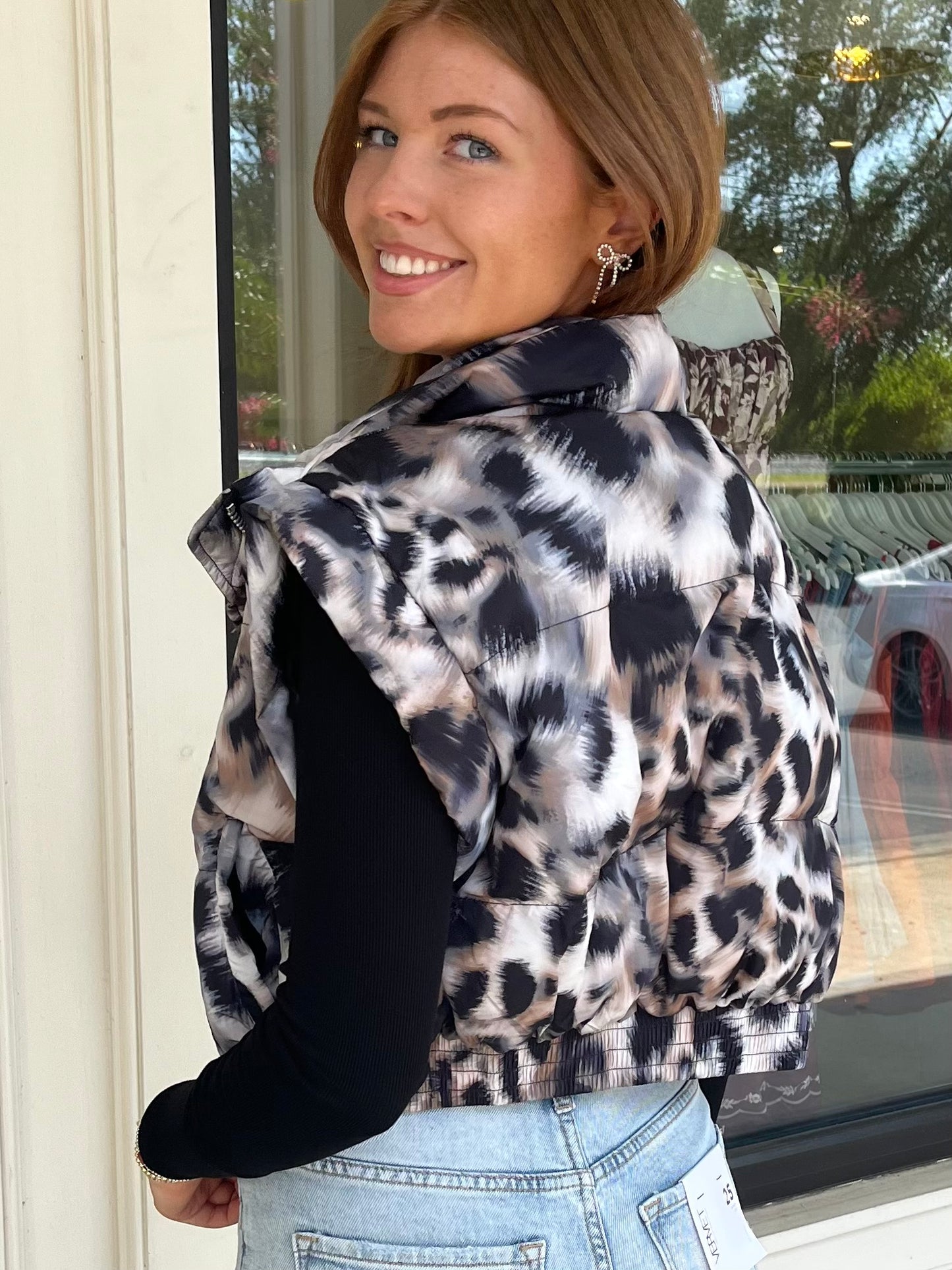 Brown Leopard Puff Vest