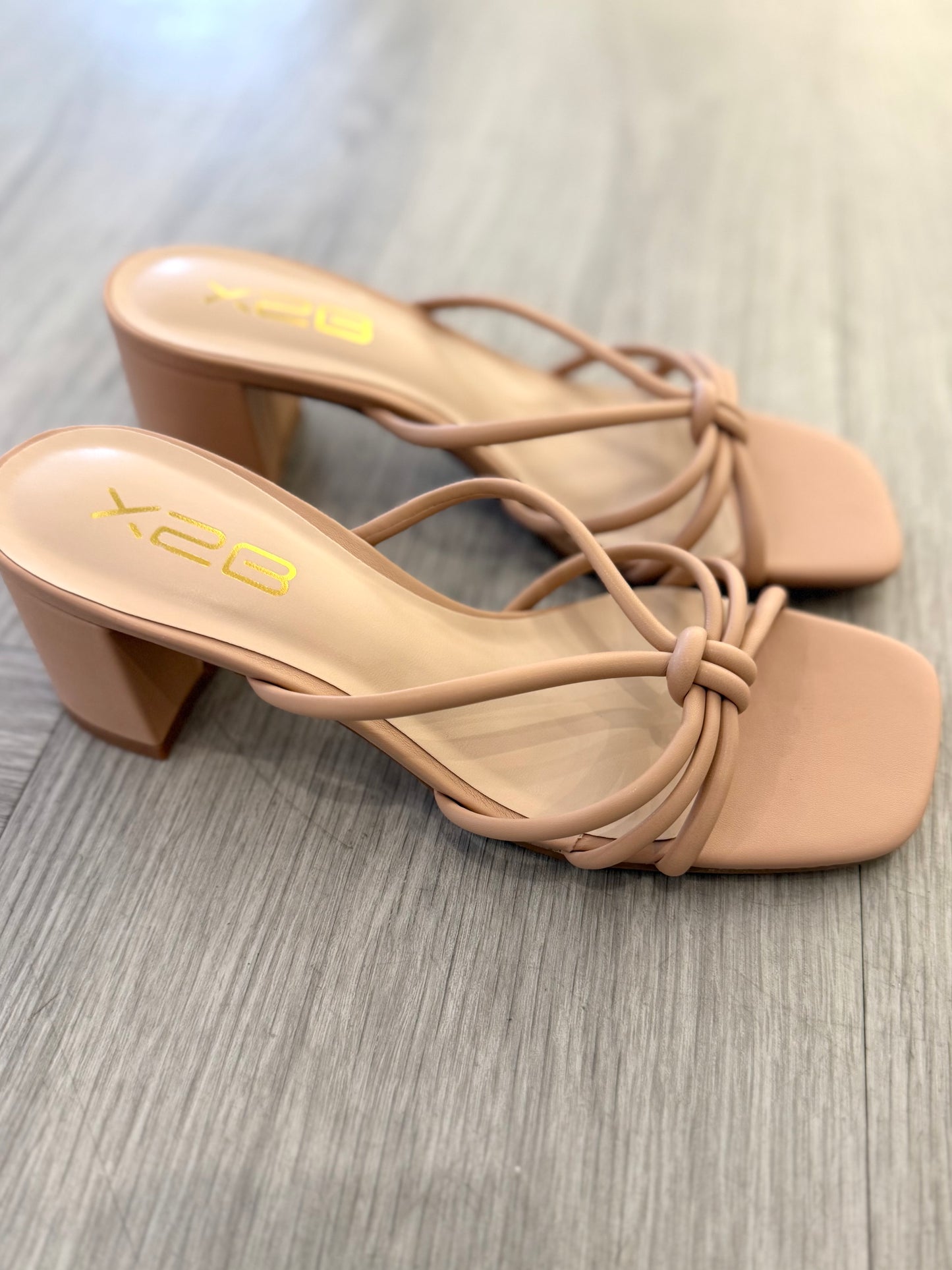 Nude Strapy Block Heel