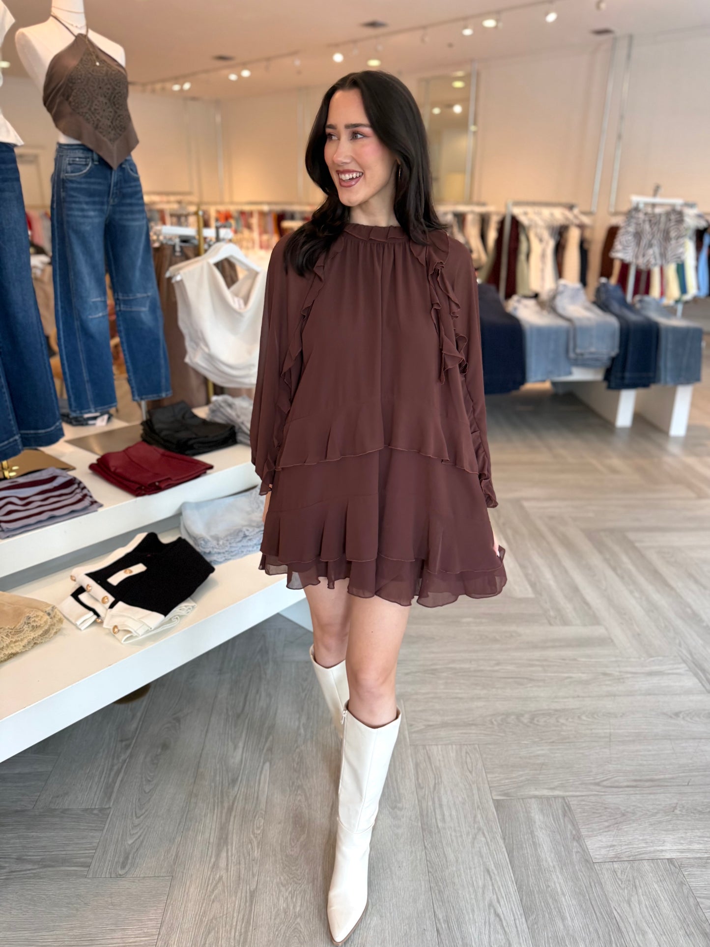 Brown Chiffon Cape Mini
