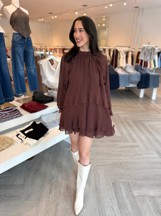 Brown Chiffon Cape Mini