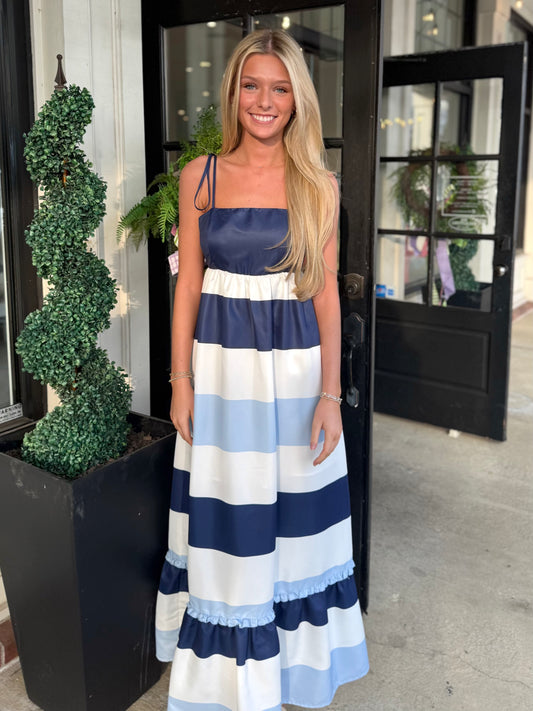 Navy Thick Stripe Maxi