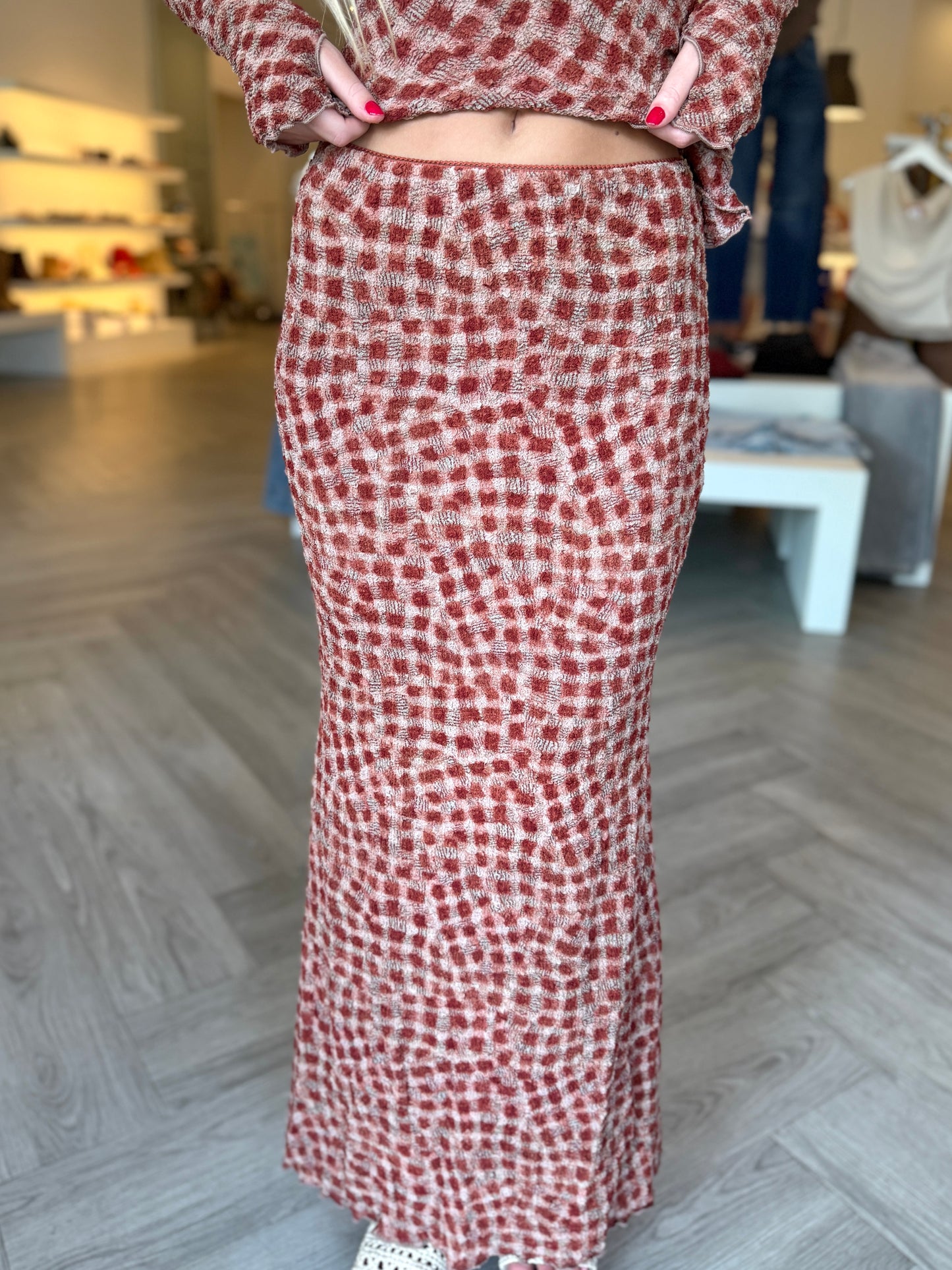 Cinnamon Smocking Maxi Skirt