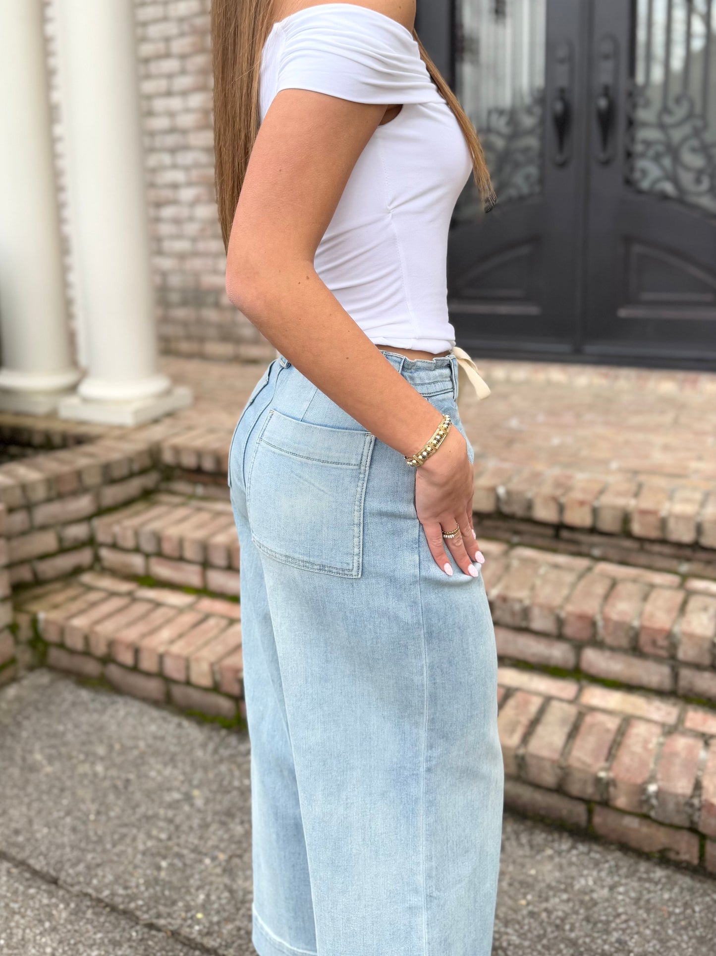 Denim Front Tie Pant