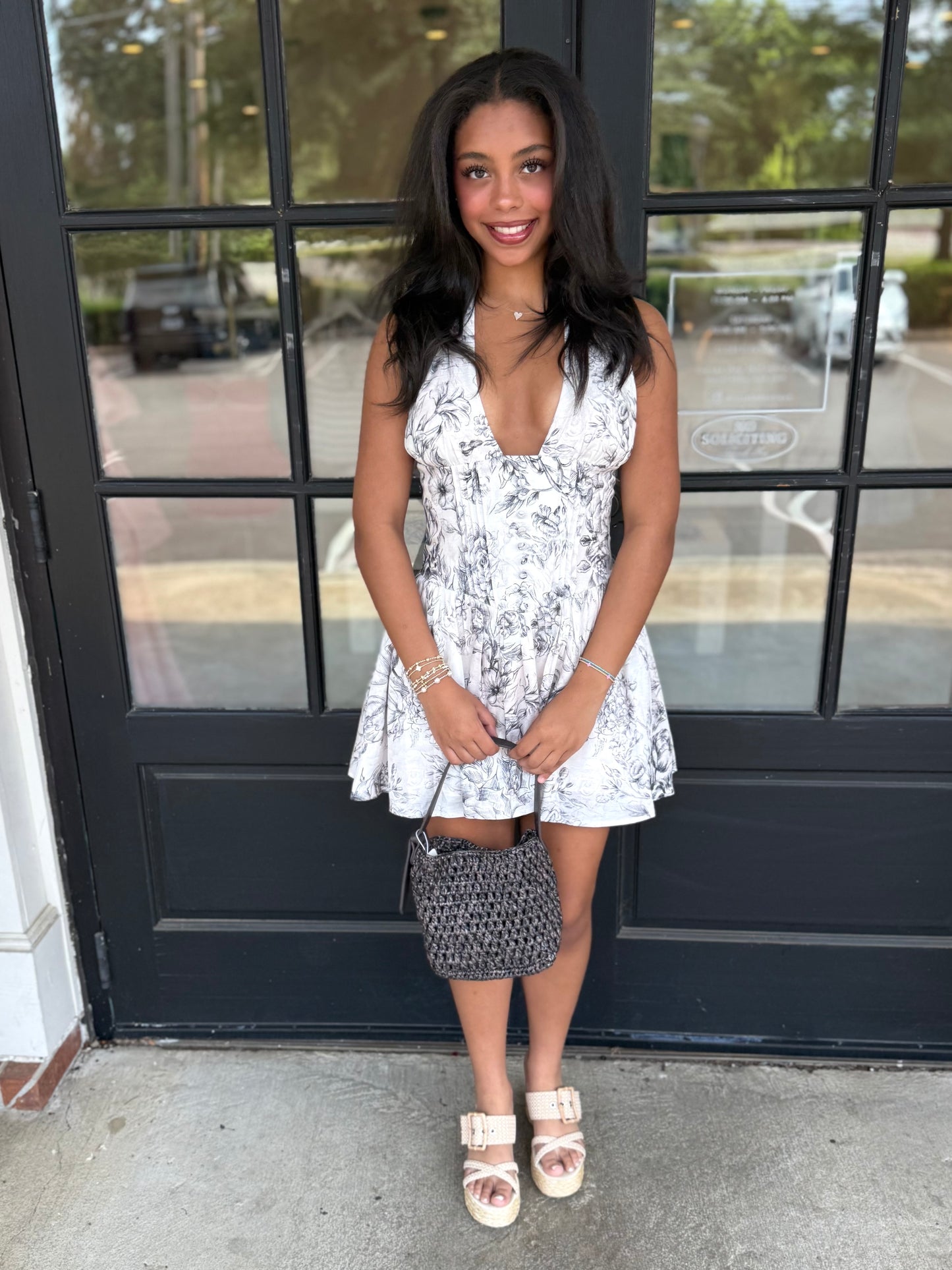 White/Black Smocking Fit Mini