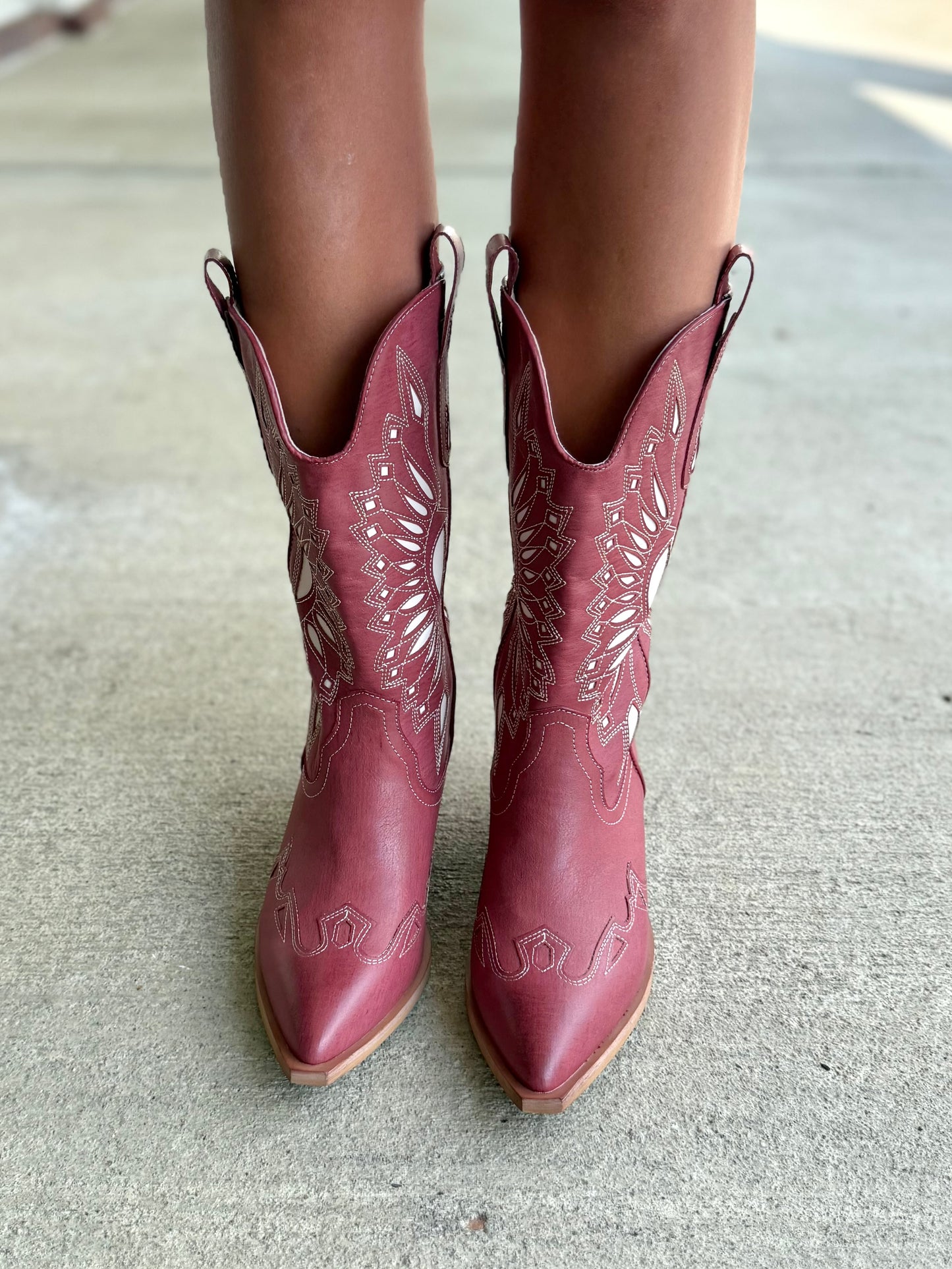 Britney Cowboy Boot in Ruby Red