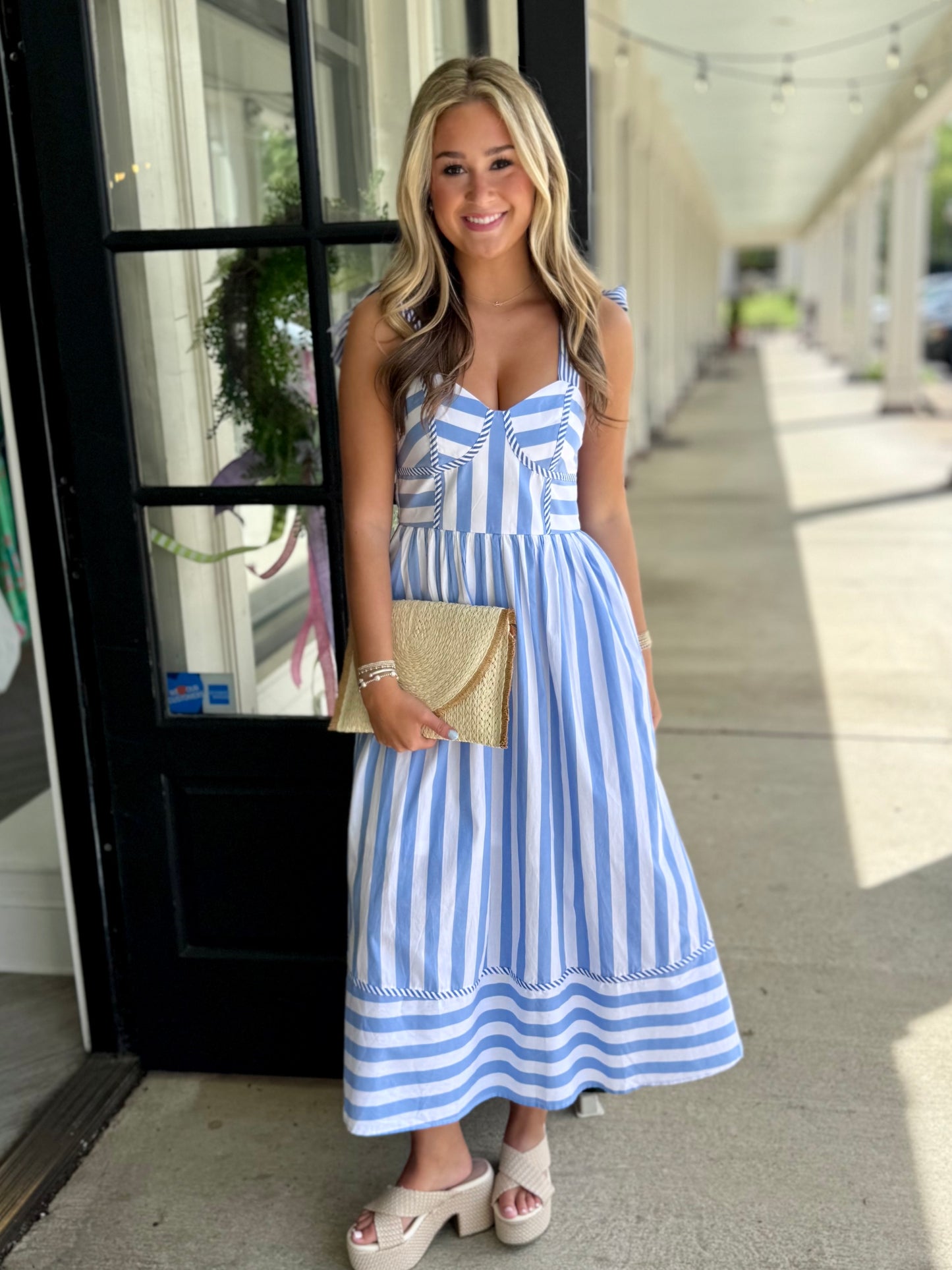 Corset Striped Midi