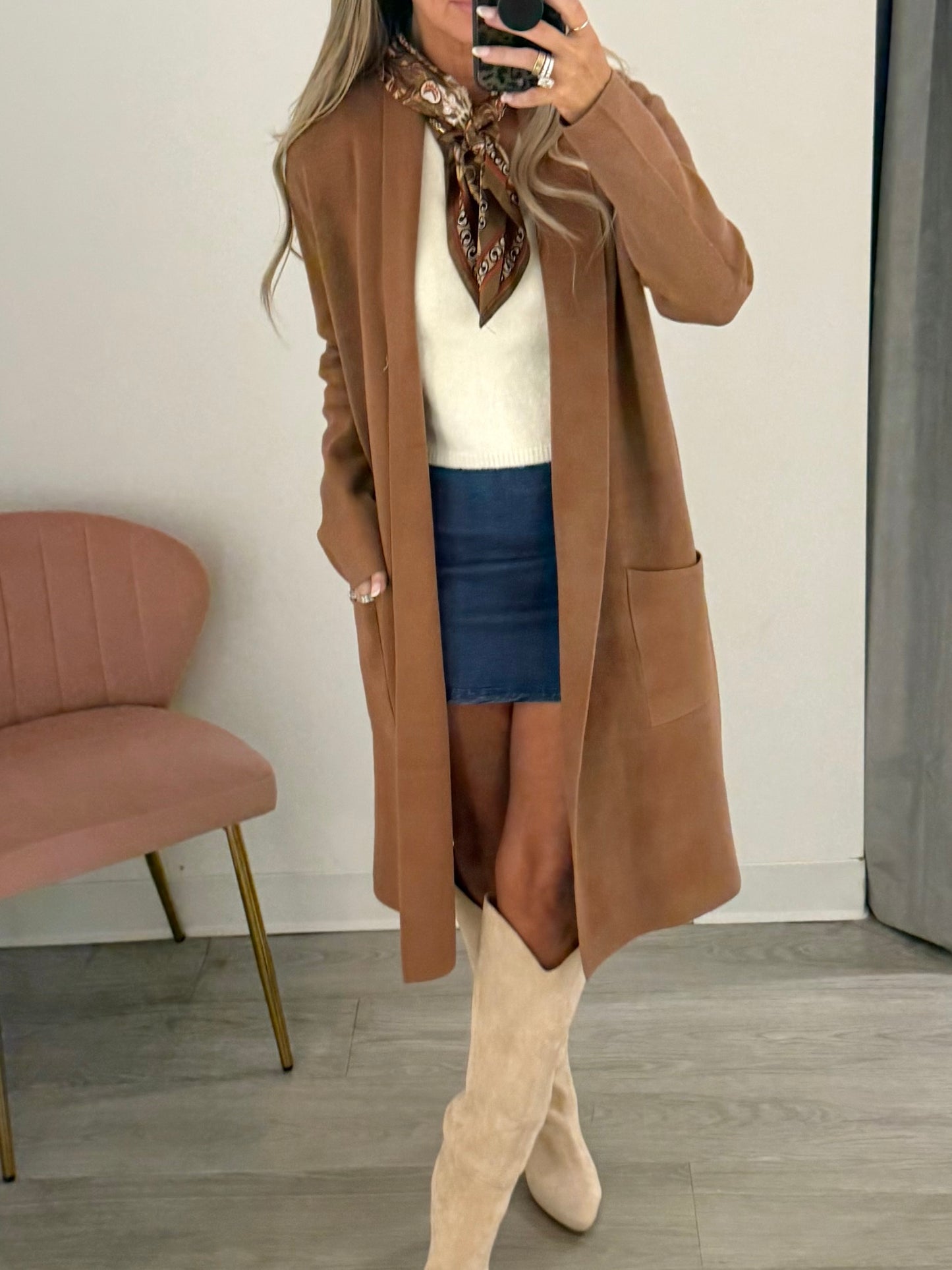 Camel Long Soft Cardigan