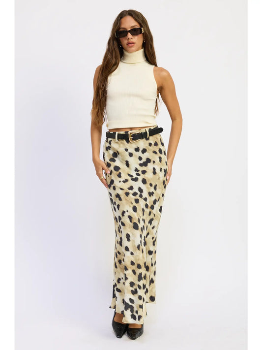 Leopard Belted Maxi Skirt