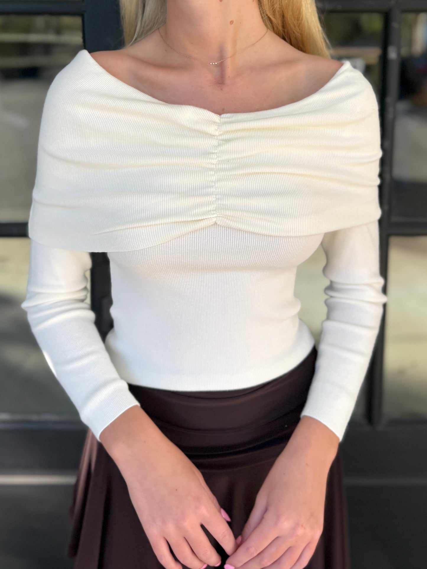 Cream Cinched O/S Sweater