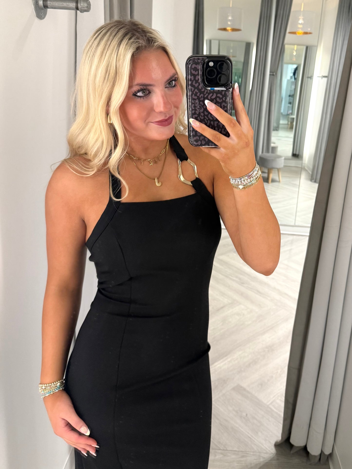 Gold Hardware Halter Dress (2 colors)