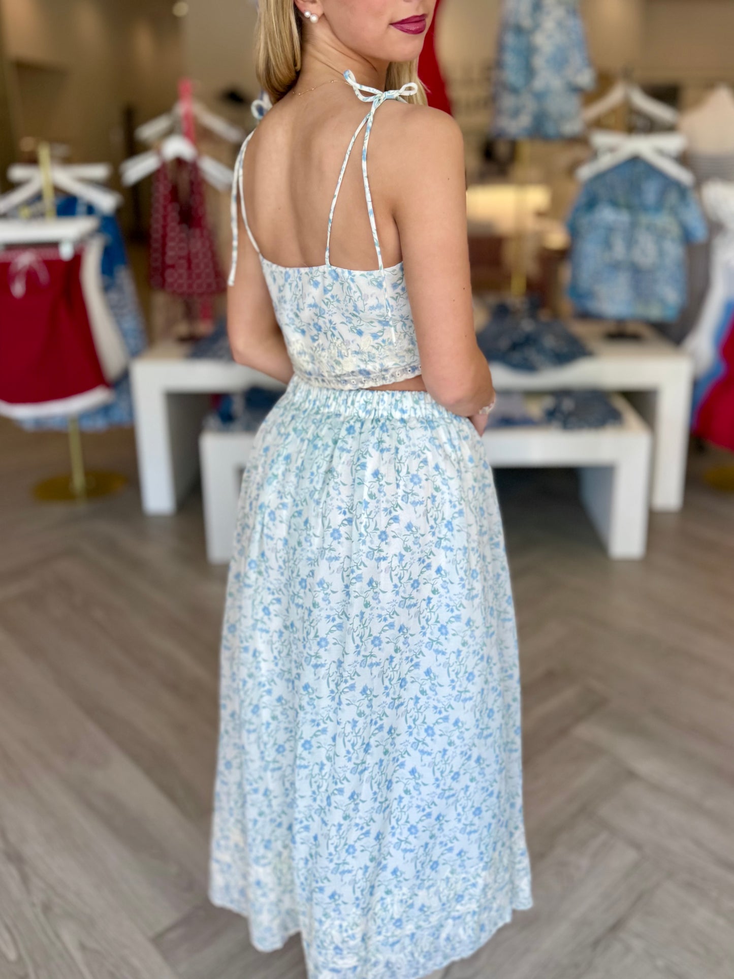 Blue Ditsy Floral Top