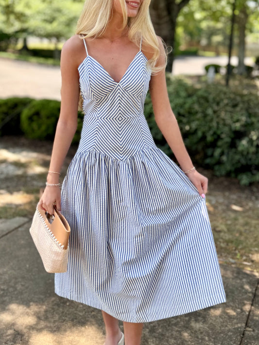 Stripe Wavy Waist Midi (2 colors)