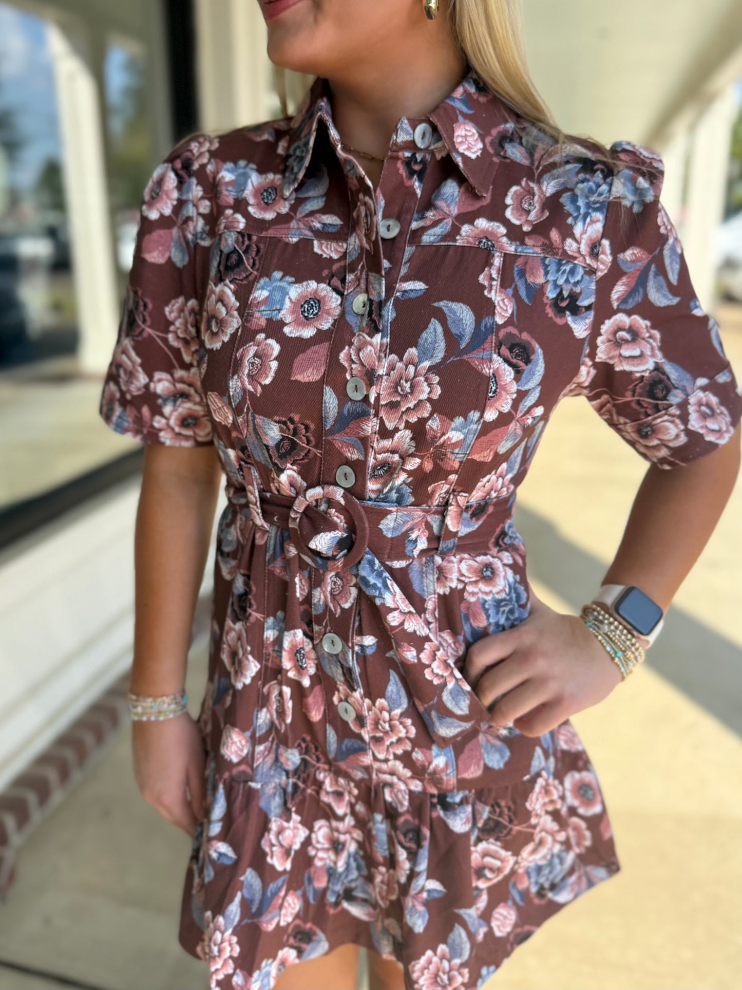 Autumn Floral Denim Dress