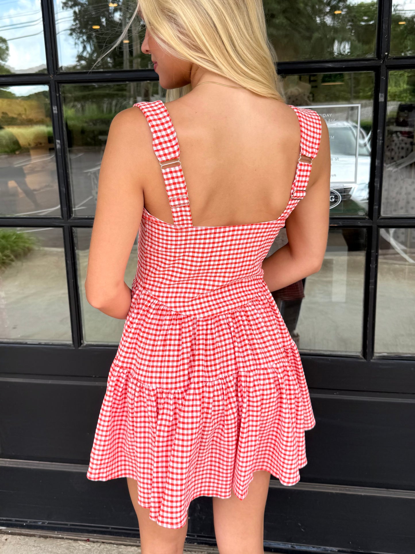 Orange Gingham Button-Up Mini