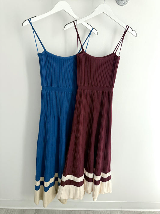Ribbed Two Tone Knit Dress