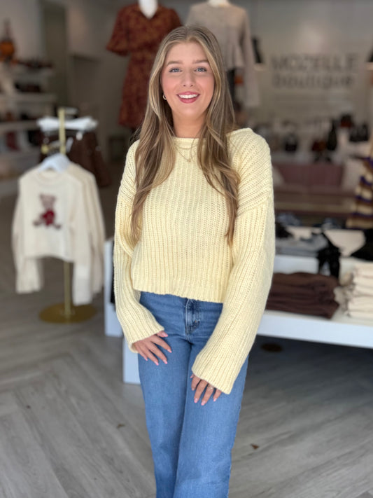 Yellow Chunky Crop Sweater