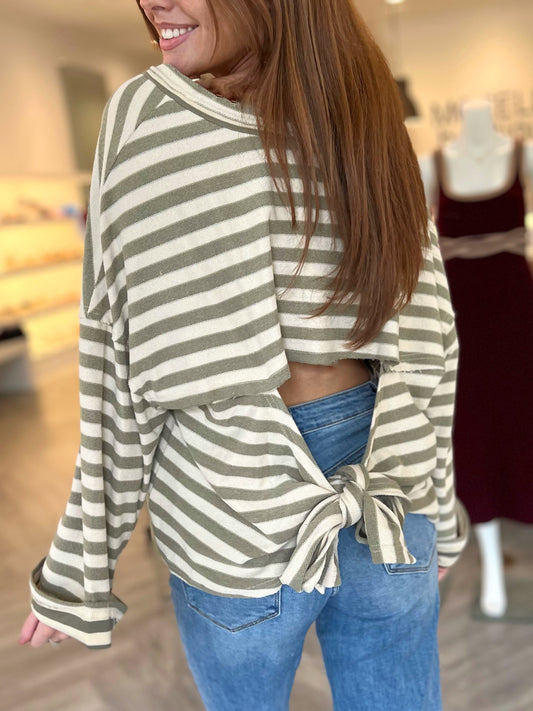 Light Olive Back Tie Top