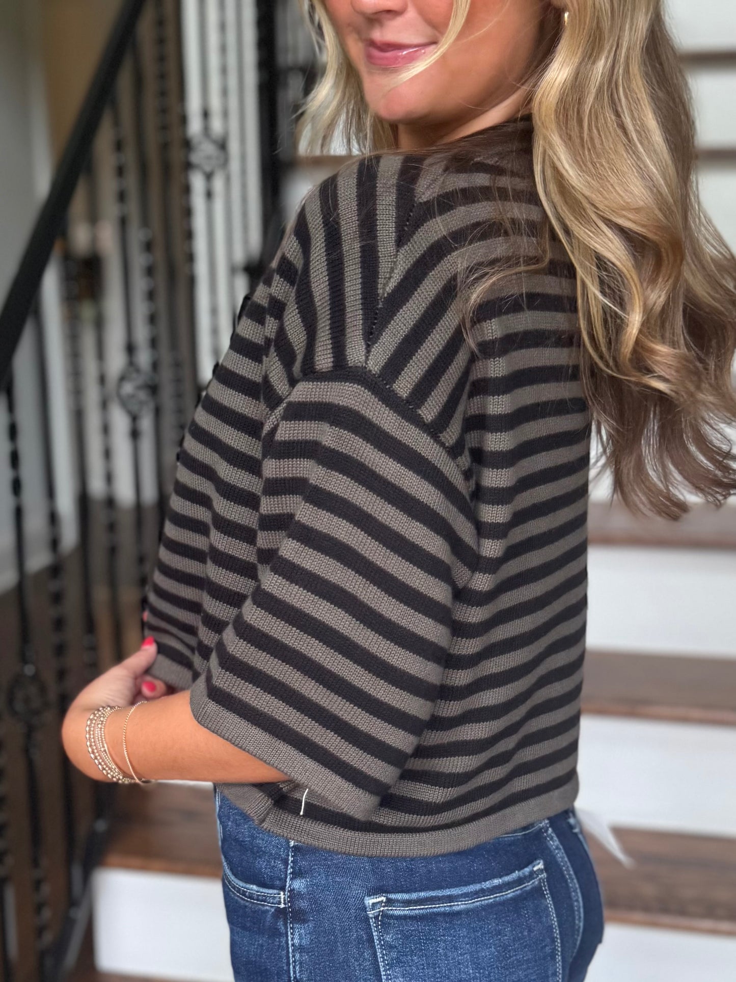 Olive Hour Striped Cardigan