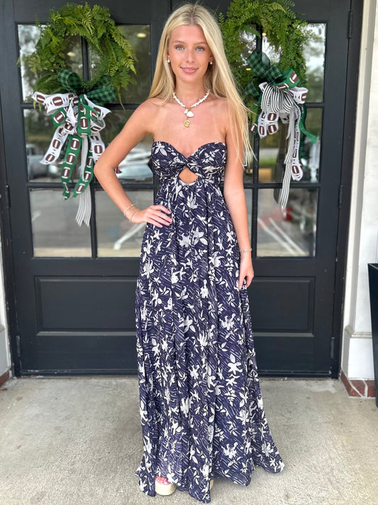 Hawaiian Midnight Strapless Dress