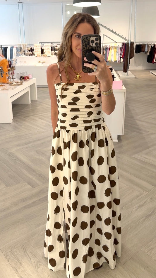 Ivory/Brown Polka Dot Maxi