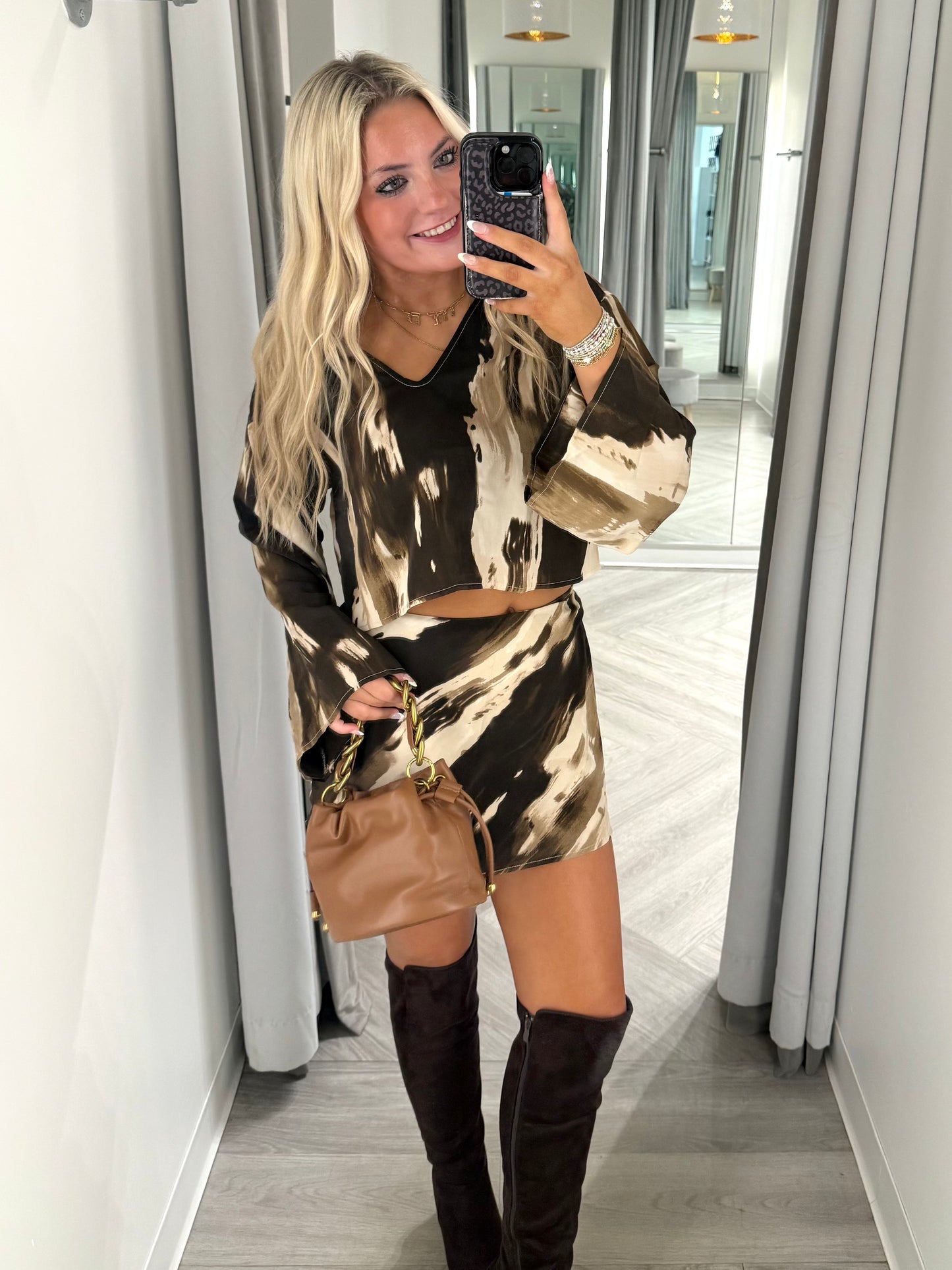 Mocha Swirl Mini Skirt