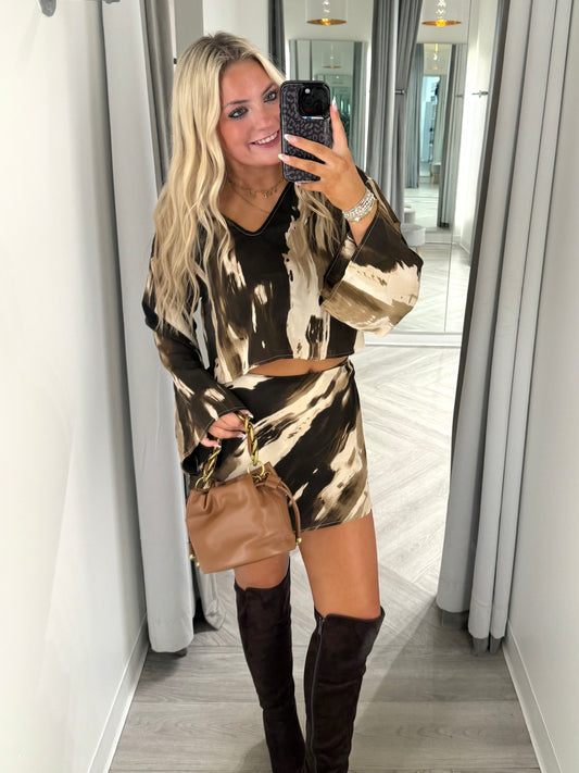 Mocha Swirl Mini Skirt