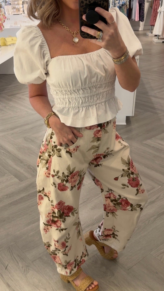 Rose Garden Barrel Jean