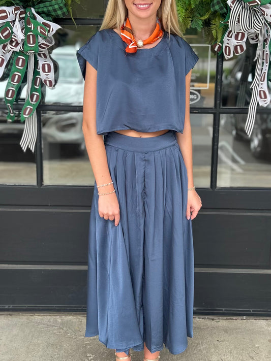 Slate Blue Satin Top