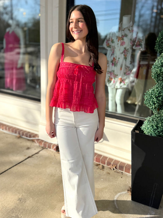 Tiered Ruffle Lace Cami Top