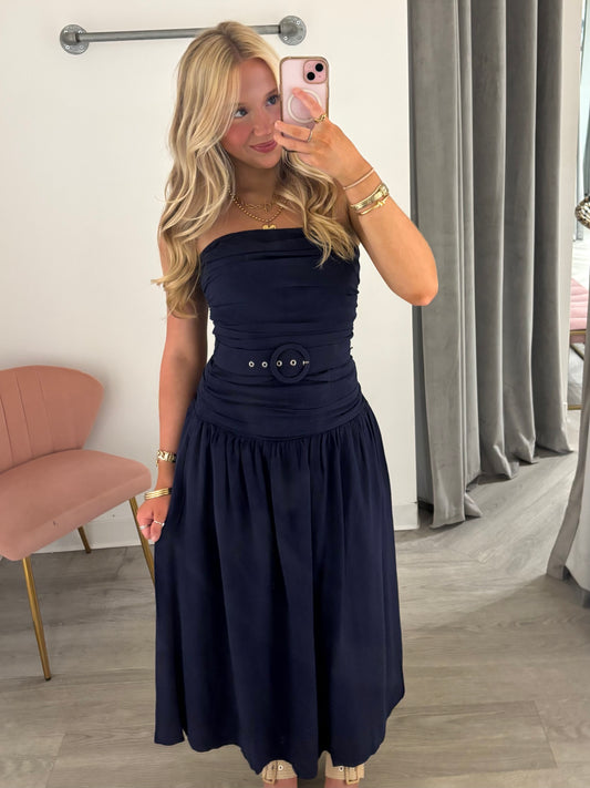 Midnight Riviera Belted Midi